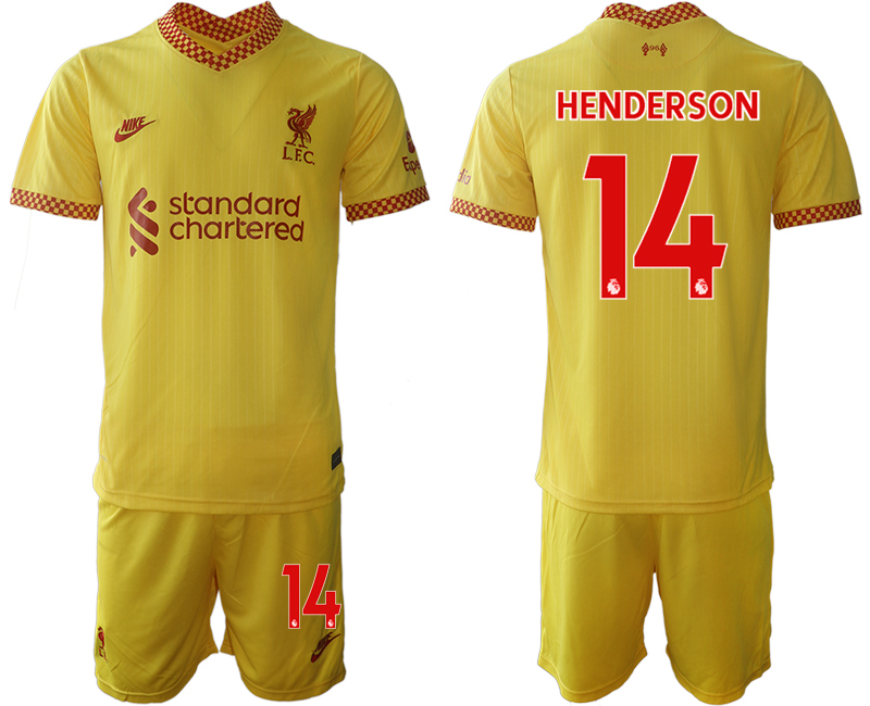 Men 2021-2022 Club Liverpool Second away yellow #14 Soccer Jersey->liverpool jersey->Soccer Club Jersey